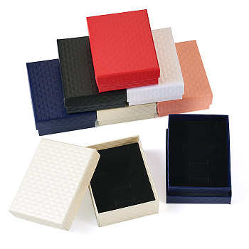 Rhombus Textured Cardboard Gift Storage Boxes, Rectangle, Red, 9x7x3.2cm