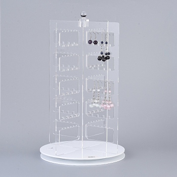 360°Rotating Organic Glass Earring Display Stand, 5 Tier Jewelry Display Tower, Clear, 34x20cm