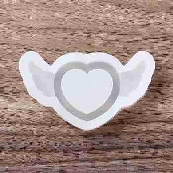 Shaker Molds, DIY Heart with Wing Quicksand Silicone Molds, Resin Casting Molds, for UV Resin, Epoxy Resin Craft Making, White, 45x80.5x11.5mm, Inner Diameter: 35.5x71mm