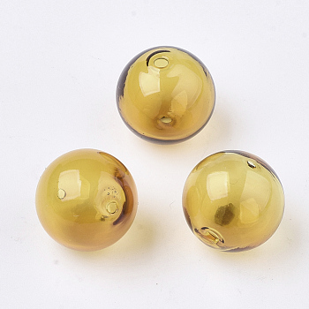 Handmade Blown Glass Beads, Round, Gold, 14x14mm, Hole: 1~2mm