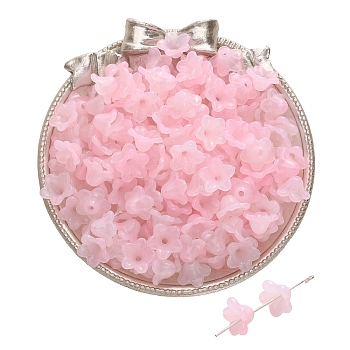 100Pcs Acrylic Bead Caps, Flower, Pink, 12x7mm, Hole: 1.5mm