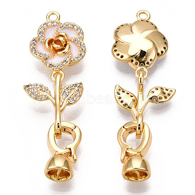 Real 18K Gold Plated White Brass+Rhinestone Fold Over Clasps
