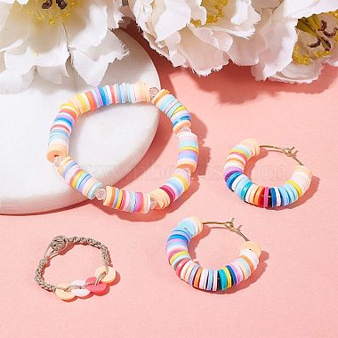 Flat Round Handmade Polymer Clay Bead Spacers(CLAY-R067-4.0mm-08)-4