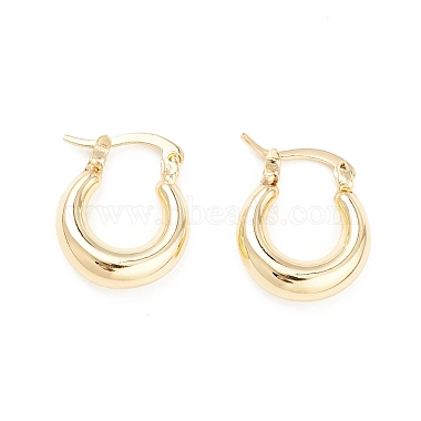 Grosses boucles d'oreilles créoles huggie pour femmes(EJEW-A064-11G-RS)-2