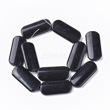 Natural Black Stone Beads Strands(G-S364-025)-2