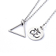 Flat Round with Om Symbol Lariat Necklaces & Triangle Pendant Necklaces Sets(NJEW-JN02805-02)-4