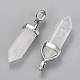Natural Quartz Crystal Double Terminated Pointed Pendants(G-F295-04G)-2