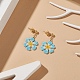 Boucles d'oreilles pendantes tige fleur tressée graine de verre(EJEW-MZ00015-01)-3