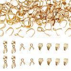 201 Stainless Steel Snap on Bails & Ice Pick Pinch Bails & Pendant Pinch Bails, Mixed Shapes, Real 18K Gold Plated, 8.5x7x4mm(STAS-TA0006-34)