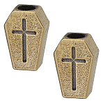 2Pcs Brass Beads, Cross, Raw(Unplated), 19x12.5x7mm, Hole: 5mm(KK-FG0001-28C)