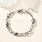 Unisex 304 Stainless Steel Byzantine Chains Bracelets, Stainless Steel Color, 6.69 inch(17cm)(BJEW-G790-06P)