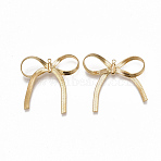 Brass Pendants, Bowknot, Nickel Free, Real 18K Gold Plated, 28~34x36~39x4~7mm, Hole: 1.6mm(KK-S350-077G)