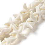 Synthetic Turquoise Dyed Beads Strands, Starfish, Floral White, 13.4~15x13.5~14.8x5.2~5.5mm, Hole: 0.6mm, about 32pcs/strand, 14.21''(36.1cm)(X-G-A218-03)