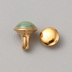 Round Brass Semi-Tublar Rivets, Collision Rivet, with Glass, for Purse, Bags, Boots, Leather Crafts Decoration, Golden, Dark Sea Green, 9x7.5mm, Pin: 2.7mm, Cap: 5.5x3mm, Hole: 2.5mm(FIND-WH0423-44I)