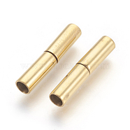 Vacuum Plating 304 Stainless Steel Bayonet Clasps, Long-Lasting Plated, Column, Golden, 18~20x4mm, Hole: 3mm(STAS-F196-01G-05)