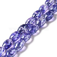 Electroplate Transparent Glass Beads Strand, AB Color Plated, Faceted, Oval, Slate Blue, 11.5~12x8mm, Hole: 1.2mm, about 45~48pcs/strand, 20.87~22.20 inch(53~56.4cm)(GLAA-G088-06B)