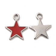 304 Stainless Steel Enamel Pendants, Star Charm, Stainless Steel Color, 12x10x1mm, Hole: 1.6mm(STAS-M308-13P-01)