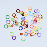 Ornament Accessories Disc Plastic Paillette Beads, Sequins Beads, Donut, Mixed Color, 6x0.2mm, Hole: 4mm, about 3000pcs/50g(X-PVC-R017-M)