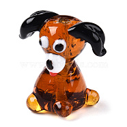 Handmade Lampwork Beads, Dog, Chocolate, 20.5x19.5x13.5mm, Hole: 1mm(LAMP-T021-09)