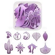 1 Set Spray Painted Alloy Charms, Flower & Leaf & Bowknot & Cactus & Moon, Medium Purple, 21~44.5x15~33.5x1~2.5mm, Hole: 1.2~1.5mm, 18pcs/set(FIND-YW0003-11B)