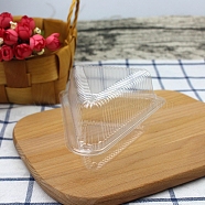 Plastic Cake Slice Containers, Disposable Dessert Hinged Cake Boxes, with Lids, Triangle, Clear, 140x115x70mm, Inner Side: 110x85x70mm(BAKE-PW0008-27)