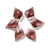 Faceted Glass Pendants, Leaf, Sienna, 22x15.5x8.5mm, Hole: 1mm(GLAA-F068-C06)