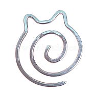 Stainless Steel Spiral Wire Knitting Needle, Shawl Pin, Cat, Stainless Steel Color, 5cm(PW-WG84297-01)