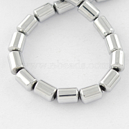Non-magnetic Synthetic Hematite Beads Strands, Grade A, Column, Platinum Plated, 5x4x4mm, Hole: 1mm(G-Q888-5x4mm-7)