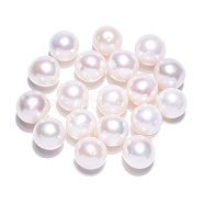 Natural Keshi Pearl Beads, Cultured Freshwater Pearl, No Hole/Undrilled, Round, Seashell Color, 8~9mm(PEAR-N020-F10)