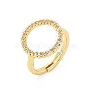 Round Ring Brass Micro Pave Clear Cubic Zirconia Adjustable Rings, Long-Lasting Plated, Golden, US Size 6 3/4(17.1mm)(RJEW-G309-14G)