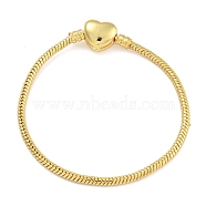 2.5mm Brass European Style Round Snake Chain Bracelets for Jewelry Making, with Clasps, Real 18K Gold Plated, 7-1/4 inch(18.5cm)(BJEW-P338-02G)