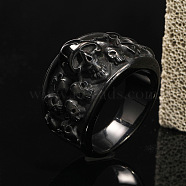 Titanium Steel Finger Rings, Skull, Gunmetal, US Size 10(19.8mm)(PW-WG36364-13)