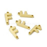 Rack Plating Brass Connector Charms, Real 18K Gold Plated, Long-Lasting Plated, Cadmium Free & Nickel Free & Lead Free, Letter Links, Letter.F, 14x6x1.5mm, Hole: 1mm(KK-C007-38G-F)