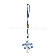 Alloy with Resin Evil Eye Pendant Decoration, with Polyester Braided Rope, Tree of Life, 157mm(HJEW-JM01477-03)