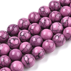 Dyed Synthetic Turquoise Gemstone Bead Strands, Round, Old Rose, 8mm, Hole: 1mm, about 50pcs/strand, 15.7 inch(TURQ-R032-8mm-XSS15)