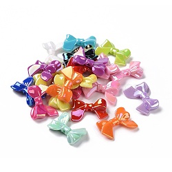 Acrylic Imitation Shell Beads, Bowknot, Mixed Color, 22.5~25x31.5~33.5x5~7mm, Hole: 2.5mm(OACR-P011-01G)