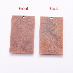 Metal Tags, Brass Stamping Blank Tag Pendants, Rectangle, Red Copper, 32x18x0.5mm, Hole: 1mm(KK-N0001-05R)