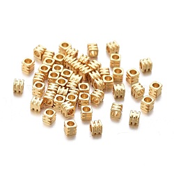 Brass Spacer Beads, Long-lasting Plated, Grooved Cube, Golden, 2x2x2mm, Hole: 1.2mm(KK-K249-02A-G)