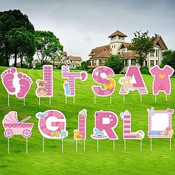 Plastic Yard Signs Display Decorations, for Outdoor Garden Decoration, Word, Pink, 323x323x4mm(DIY-WH0248-021)