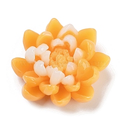 Two Tone Opaque Resin Decoden Cabochons, 3D Lotus Flower, Orange, 36x37x15mm(RESI-K042-01G)