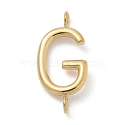 304 Stainless Steel Letter Connector Charms, Real 14K Gold Plated, Letter G, 12x6x2mm, Hole: 1.2mm(STAS-M108-01G-07)