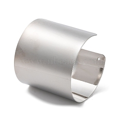 Brass Plain Wide Cuff Bangles, Long-Lasting Plated, Lead Free & Cadmium Free, Platinum, Inner Diameter: 2-1/2 inch(6.5cm)(BJEW-D039-04P)