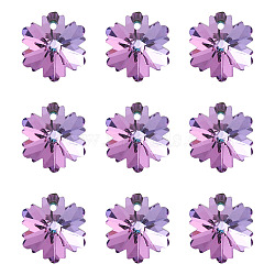 K9 Glass Rhinestone Charms, Imitation Austrian Crystal, Faceted, Snowflake, for Christmas, Light Amethyst, 14x12.5x7.6mm, Hole: 1.2mm(X-GLAA-TA001-002)