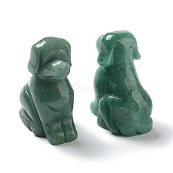 Natural Green Aventurine Carved Healing Dog Figurines, Reiki Energy Stone Display Decorations, 23~25x38.5~41x51.5~53.5mm(DJEW-F025-01C)