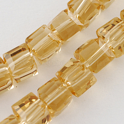 Glass Bead Strands, Faceted, Cube, Sandy Brown, 4x4x4mm, Hole: 1mm, about 100pcs/strand, 17 inch(GLAA-R041-4x4mm-16)