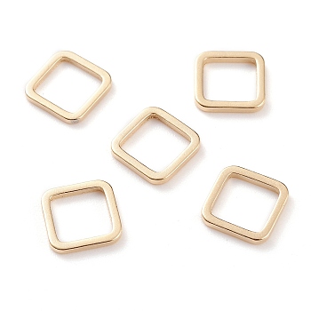 Brass Linking Rings, Long-Lasting Plated, Square, Real 24K Gold Plated, 8x8x1mm, Inner Diameter: 6x6mm