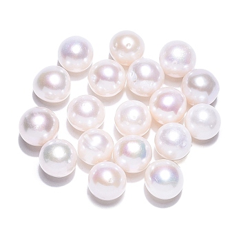 Natural Keshi Pearl Beads, Cultured Freshwater Pearl, No Hole/Undrilled, Round, Seashell Color, 8~9mm