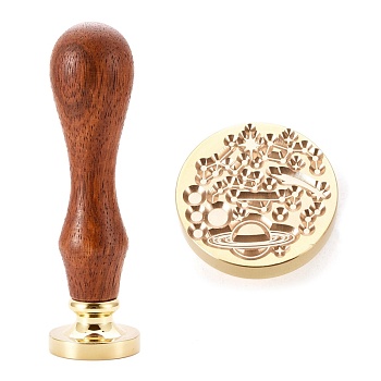 Brass Wax Sealing Stamp, with Rosewood Handle for Post Decoration DIY Card Making, Plane Pattern, 89.5x25.5mm