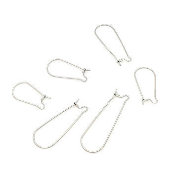 Stainless Steel Hoop Earring Findings, Kidney Ear Wire, Stainless Steel Color, 39x12x0.7mm