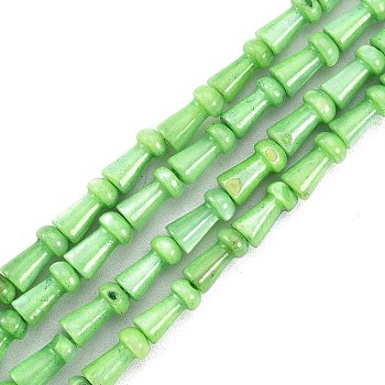 Natural Freshwater Shell Beads Strands, Dyed, Mushroom, Lime, 7.5x4mm, Hole: 0.7mm, about 50pcs/strand, 14.76 inch(37.5cm)